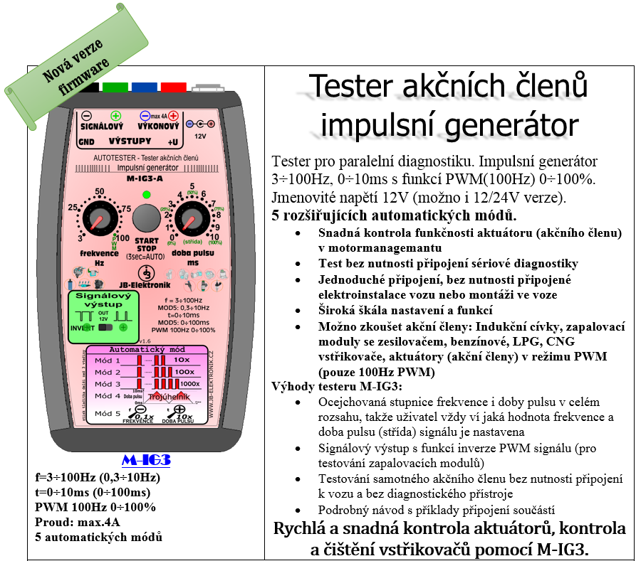 Autotester - impulsn genertor - nov verze firmware v1.5