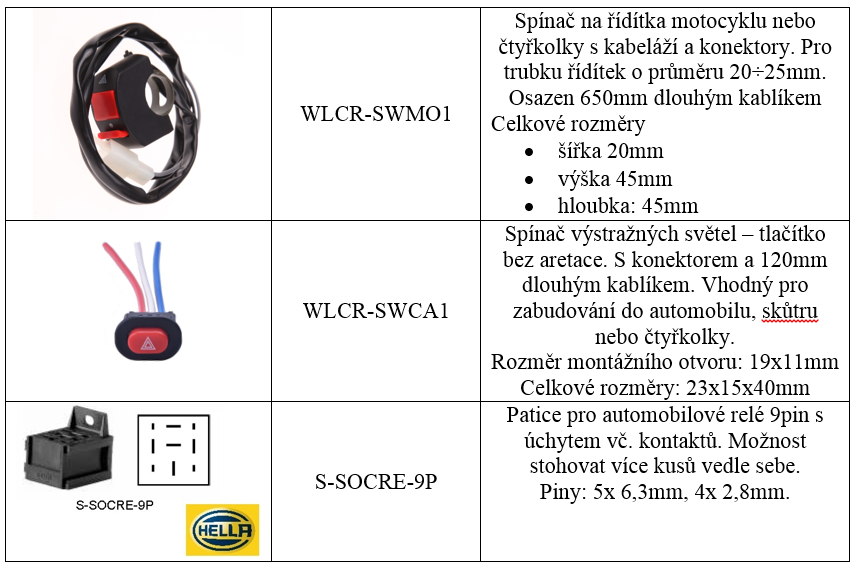 WLCR2 - psluenstv - spna varovnch svtel auto moto tykolka